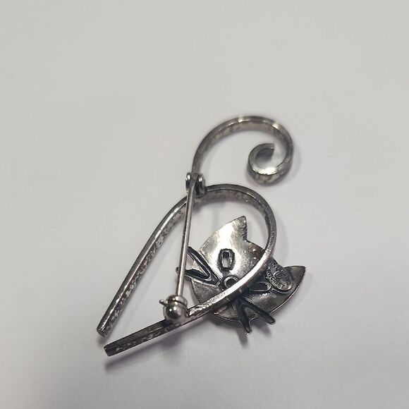 Vintage Danecraft 925 Sterling Silver Mid-Century Modern Cat Pin - Picture 4 of 5